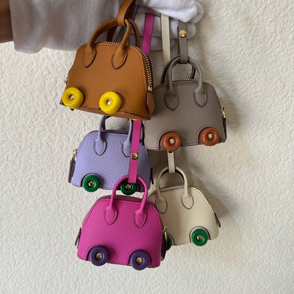 PU | Fuchsia Purple Micro Bowling Bolide Purse Bag Charm w/ Wheels Headphones - Picture 8 of 9